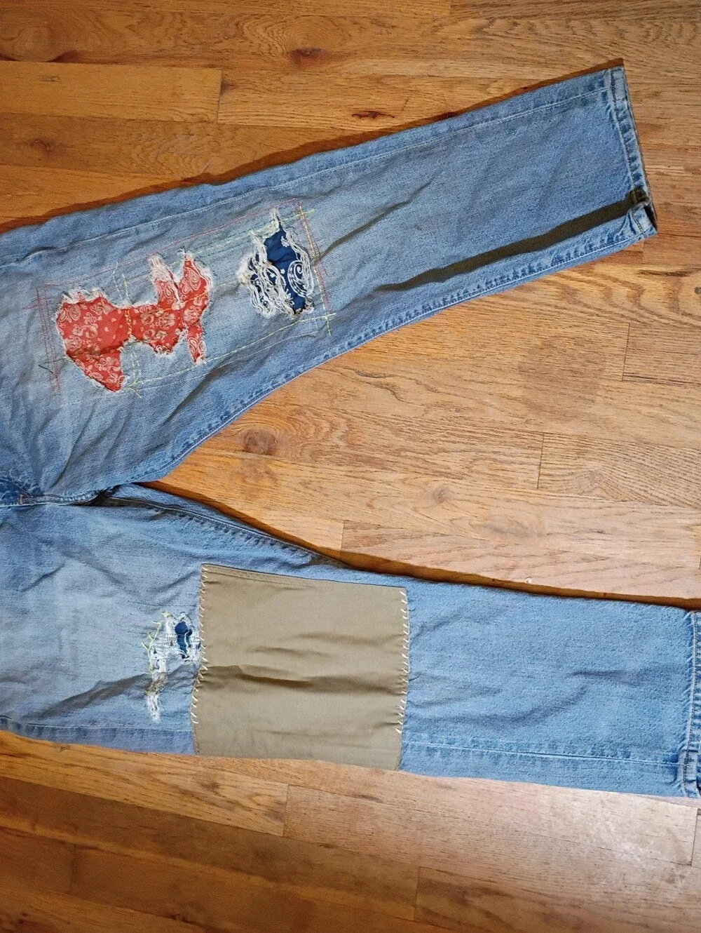 Lauren Ralph Lauren Distressed Patchwork Jeans Sz 18